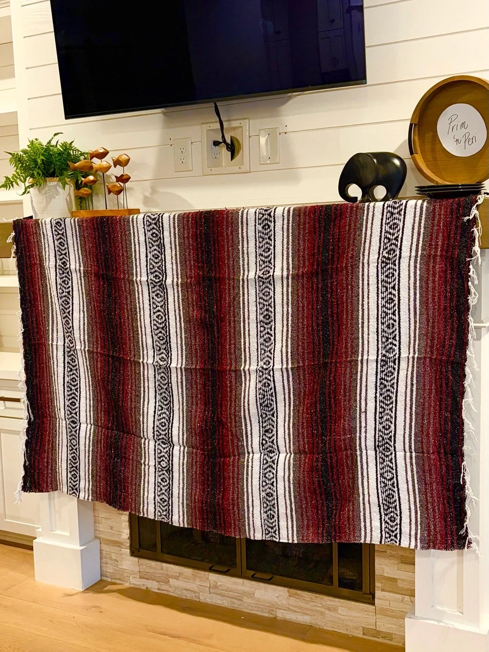 Mexican Falsa Blanket – Woven Striped Serape Throw with Fringe